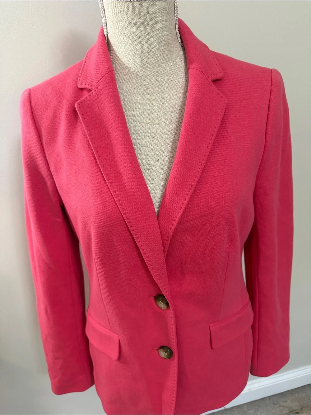 Talbots Aberdeen Bright Pink Single-Breasted Tailored Blazer